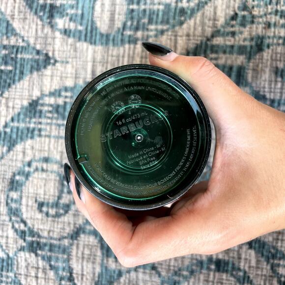 Starbucks Dark Green Swirl Reusable Tumbler Cold Cup - Size 16 oz - Picture 5 of 7
